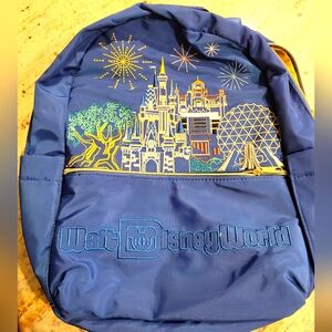 Disney World Icons Blue and gold Embroidered Backpack